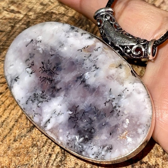 Large Sideways Dendritic Agate Pendant 1 1/2”x 2 1/2” - Picture 6 of 12